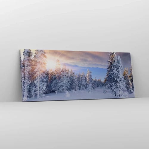 Cuadro sobre lienzo - Impresión de Imagen - Un espectáculo de naturaleza nevada - 100x40 cm