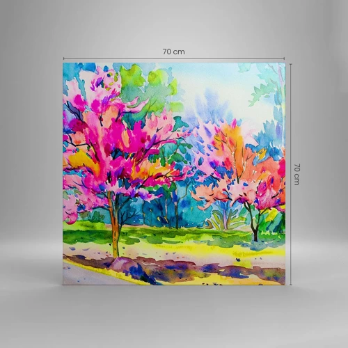 Cuadro sobre lienzo - Impresión de Imagen - Un jardín de arco iris en el esplendor de la primavera - 70x70 cm