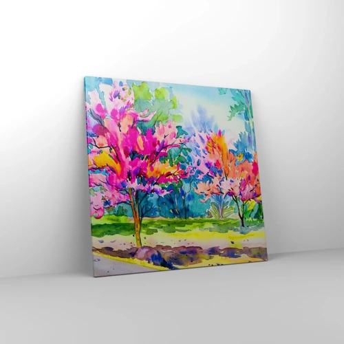 Cuadro sobre lienzo - Impresión de Imagen - Un jardín de arco iris en el esplendor de la primavera - 70x70 cm