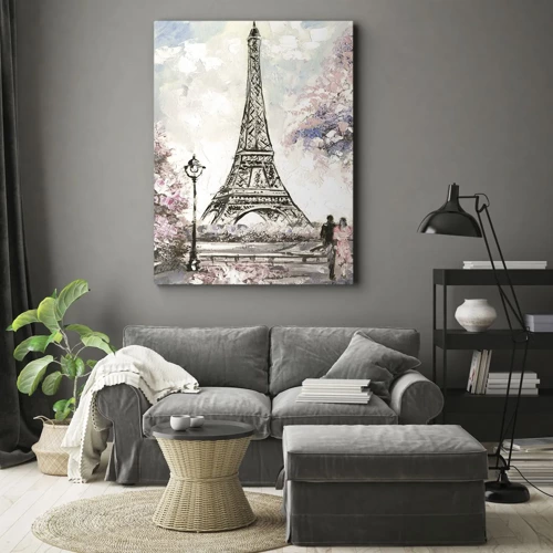 Cuadro sobre lienzo - Impresión de Imagen - Un paseo por París en abril - 50x70 cm