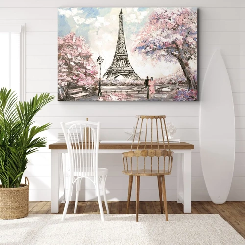 Cuadro sobre lienzo - Impresión de Imagen - Un paseo por París en abril - 70x50 cm