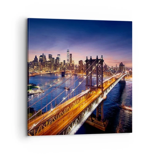 Cuadro sobre lienzo - Impresión de Imagen - Un puente luminoso hacia el corazón de la ciudad - 70x70 cm