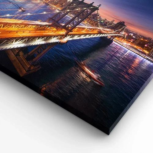 Cuadro sobre lienzo - Impresión de Imagen - Un puente luminoso hacia el corazón de la ciudad - 80x120 cm