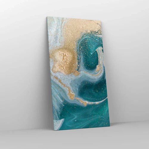 Cuadro sobre lienzo - Impresión de Imagen - Un remolino de oro y turquesa - 65x120 cm