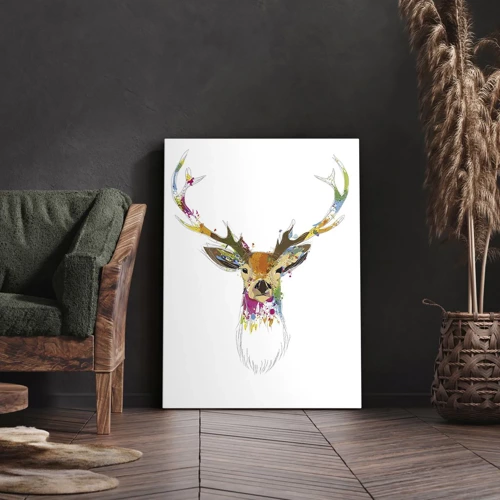 Cuadro sobre lienzo - Impresión de Imagen - Un suave ciervo bañado en color - 50x70 cm