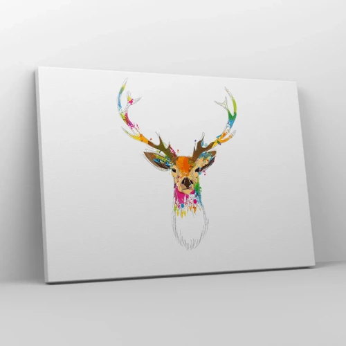 Cuadro sobre lienzo - Impresión de Imagen - Un suave ciervo bañado en color - 70x50 cm
