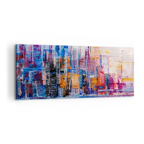 Cuadro sobre lienzo - Impresión de Imagen - Una metrópoli alegre - 100x40 cm