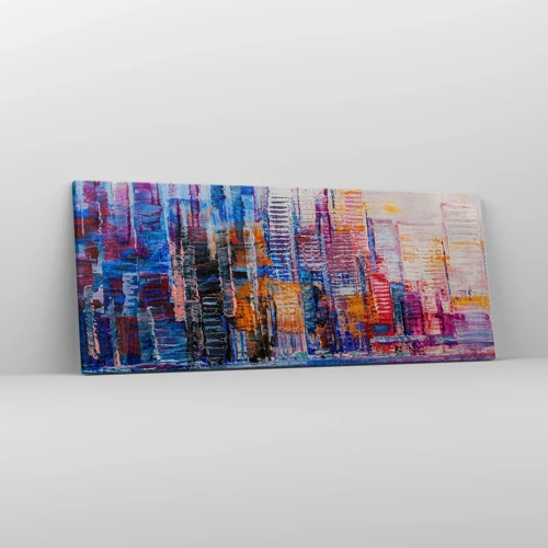 Cuadro sobre lienzo - Impresión de Imagen - Una metrópoli alegre - 100x40 cm