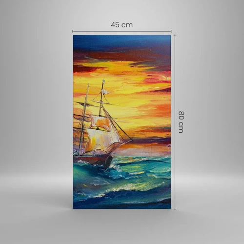 Cuadro sobre lienzo - Impresión de Imagen - Valientemente surcando las olas - 45x80 cm