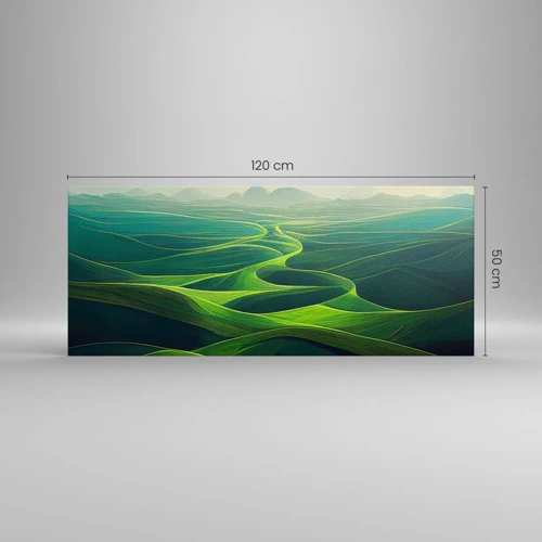 Cuadro sobre lienzo - Impresión de Imagen - Valles en tonos verdes - 120x50 cm