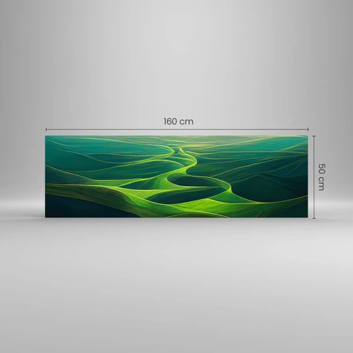 Cuadro sobre lienzo - Impresión de Imagen - Valles en tonos verdes - 160x50 cm