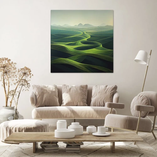 Cuadro sobre lienzo - Impresión de Imagen - Valles en tonos verdes - 50x50 cm