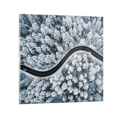 Cuadro sobre vidrio - Impresiones sobre Vidrio - A través de un bosque invernal - 30x30 cm