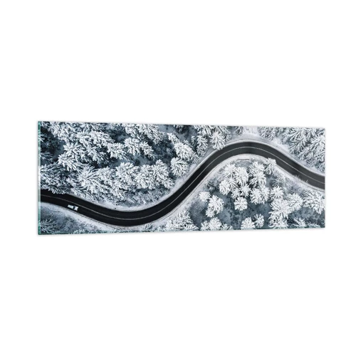 Cuadro sobre vidrio - Impresiones sobre Vidrio - A través de un bosque invernal - 90x30 cm