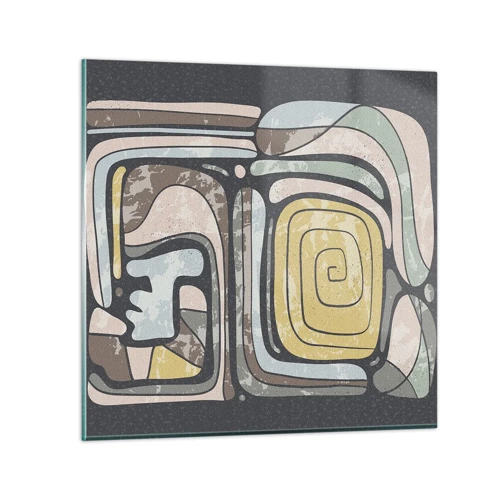 Cuadro sobre vidrio - Impresiones sobre Vidrio - Abstracción con espíritu precolombino - 40x40 cm
