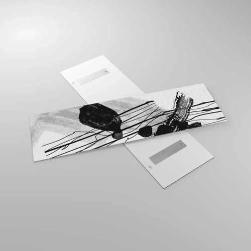 Cuadro sobre vidrio - Impresiones sobre Vidrio - Abstracción orgánica en blanco y negro - 160x50 cm