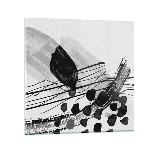 Cuadro sobre vidrio - Impresiones sobre Vidrio - Abstracción orgánica en blanco y negro - 30x30 cm