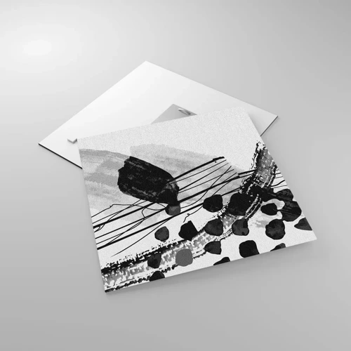 Cuadro sobre vidrio - Impresiones sobre Vidrio - Abstracción orgánica en blanco y negro - 40x40 cm