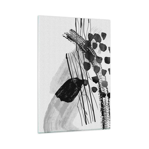 Cuadro sobre vidrio - Impresiones sobre Vidrio - Abstracción orgánica en blanco y negro - 80x120 cm