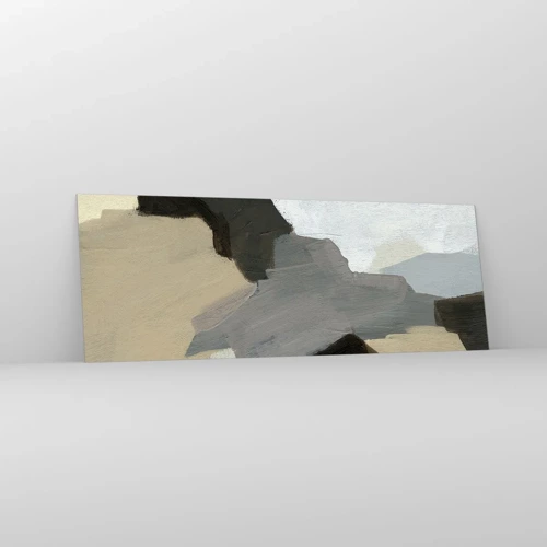 Cuadro sobre vidrio - Impresiones sobre Vidrio - Abstracción: partes del gris - 140x50 cm