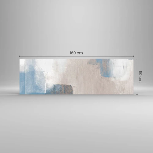 Cuadro sobre vidrio - Impresiones sobre Vidrio - Abstracción rosa tras un velo azul - 160x50 cm