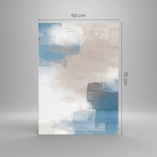 Cuadro sobre vidrio - Impresiones sobre Vidrio - Abstracción rosa tras un velo azul - 50x70 cm