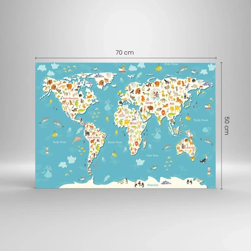 Cuadro sobre vidrio - Impresiones sobre Vidrio - Amamos al mundo entero - 70x50 cm