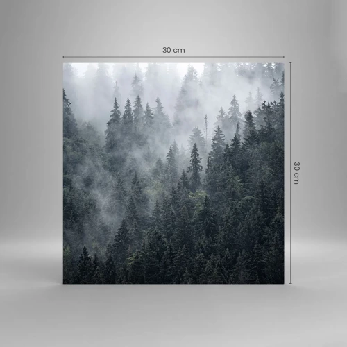 Cuadro sobre vidrio - Impresiones sobre Vidrio - Amanecer en el bosque - 30x30 cm
