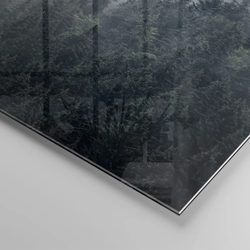 Cuadro sobre vidrio - Impresiones sobre Vidrio - Amanecer en el bosque - 60x60 cm