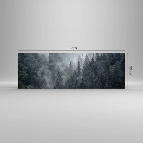 Cuadro sobre vidrio - Impresiones sobre Vidrio - Amanecer en el bosque - 90x30 cm
