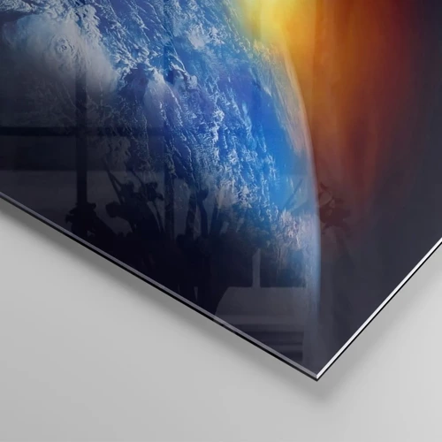 Cuadro sobre vidrio - Impresiones sobre Vidrio - Amanecer en un planeta azul - 100x70 cm