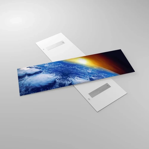 Cuadro sobre vidrio - Impresiones sobre Vidrio - Amanecer en un planeta azul - 160x50 cm