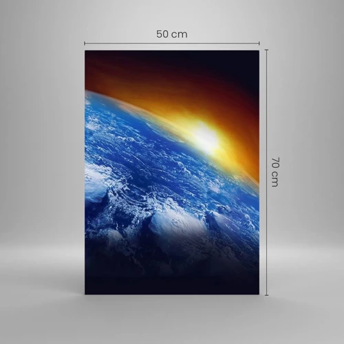 Cuadro sobre vidrio - Impresiones sobre Vidrio - Amanecer en un planeta azul - 50x70 cm