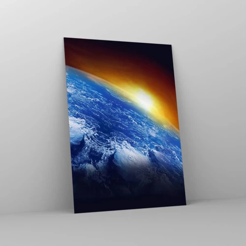 Cuadro sobre vidrio - Impresiones sobre Vidrio - Amanecer en un planeta azul - 50x70 cm
