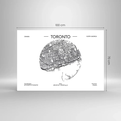 Cuadro sobre vidrio - Impresiones sobre Vidrio - Anatomía de Toronto - 100x70 cm