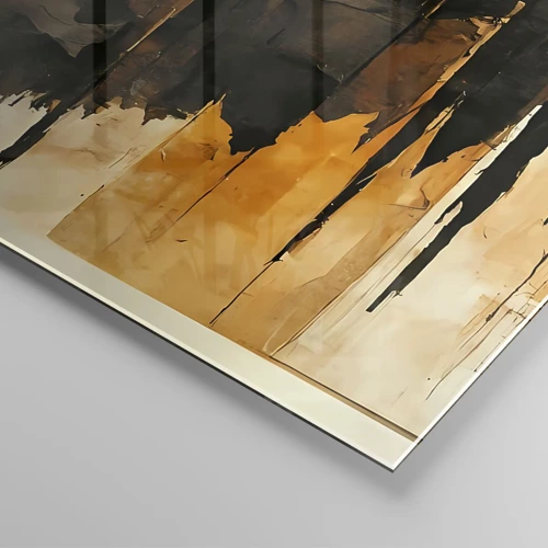 Cuadro sobre vidrio - Impresiones sobre Vidrio - Armonía de negro y oro - 120x50 cm