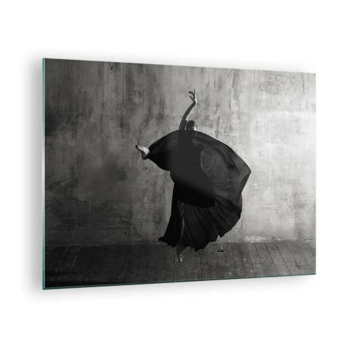 Cuadro sobre vidrio, Impresiones sobre Vidrio Arttor 70x50 cm - Cargada de pasión - Bailarina, Baile, Ballet, Cultura, En Blanco Y Negro, Para el salón, Para el dormitorio, Blanco, Negro, Horizontal, Vidrio, GAA70x50-4536