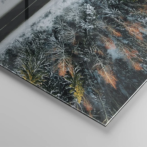 Cuadro sobre vidrio - Impresiones sobre Vidrio - Atravesar el bosque en invierno - 70x70 cm