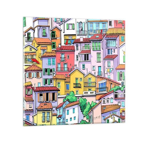 Cuadro sobre vidrio - Impresiones sobre Vidrio - Ciudad alegre - 40x40 cm