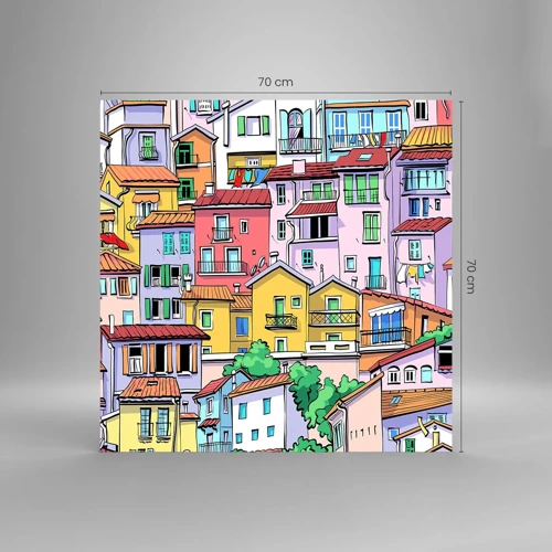 Cuadro sobre vidrio - Impresiones sobre Vidrio - Ciudad alegre - 70x70 cm