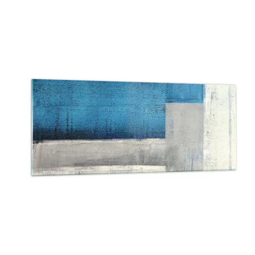 Cuadro sobre vidrio - Impresiones sobre Vidrio - Composición poética de gris y azul - 100x40 cm