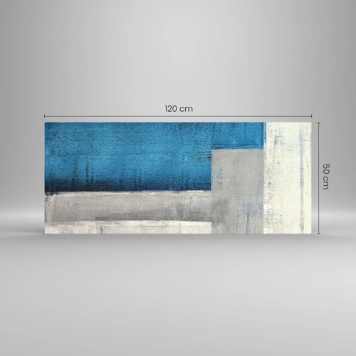 Cuadro sobre vidrio - Impresiones sobre Vidrio - Composición poética de gris y azul - 120x50 cm