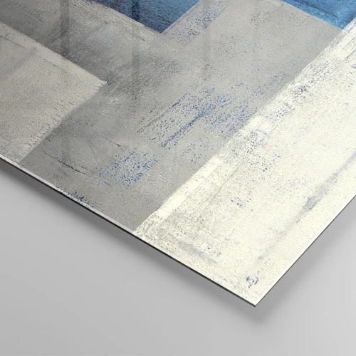 Cuadro sobre vidrio - Impresiones sobre Vidrio - Composición poética de gris y azul - 120x50 cm