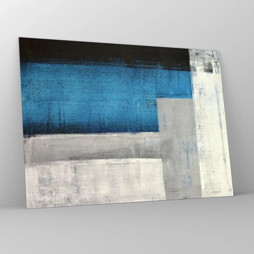 Cuadro sobre vidrio - Impresiones sobre Vidrio - Composición poética de gris y azul - 70x50 cm