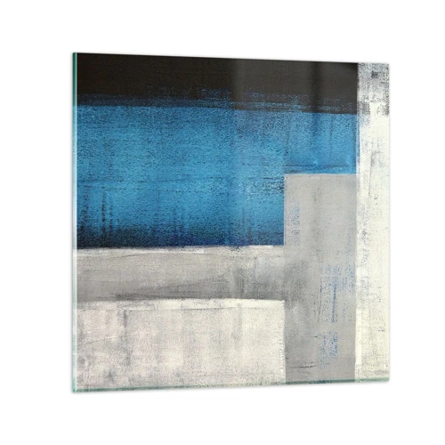 Cuadro sobre vidrio - Impresiones sobre Vidrio - Composición poética de gris y azul - 70x70 cm