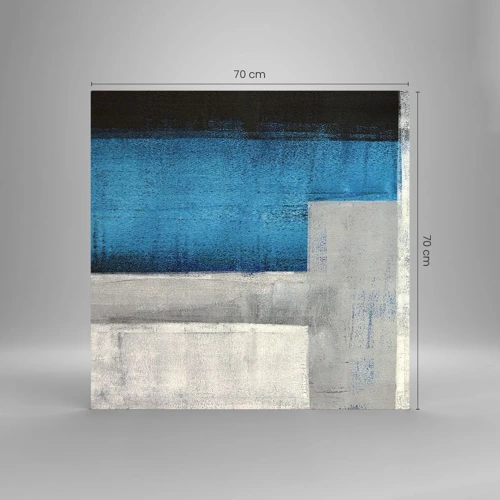 Cuadro sobre vidrio - Impresiones sobre Vidrio - Composición poética de gris y azul - 70x70 cm