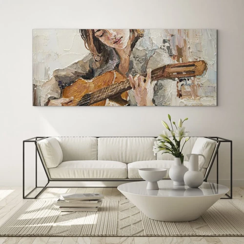 Cuadro sobre vidrio - Impresiones sobre Vidrio - Concierto de guitarra y corazón joven - 100x40 cm