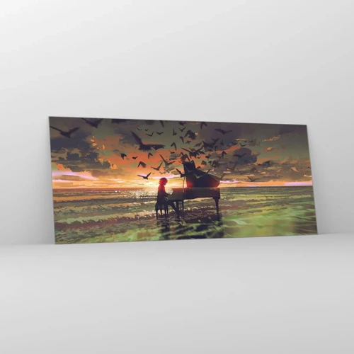 Cuadro sobre vidrio - Impresiones sobre Vidrio - Concierto de piano y olas - 120x50 cm
