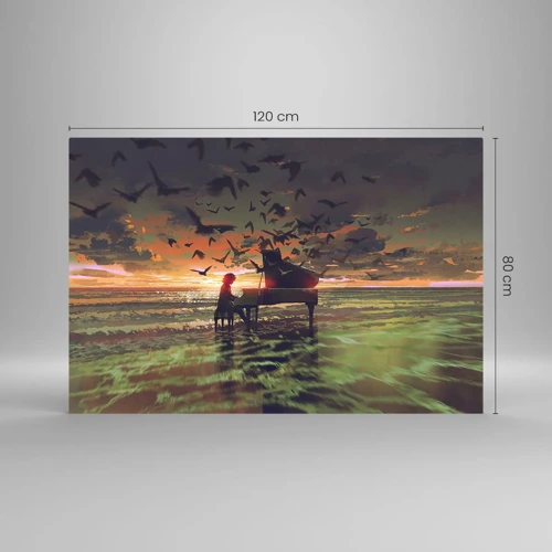 Cuadro sobre vidrio - Impresiones sobre Vidrio - Concierto de piano y olas - 120x80 cm