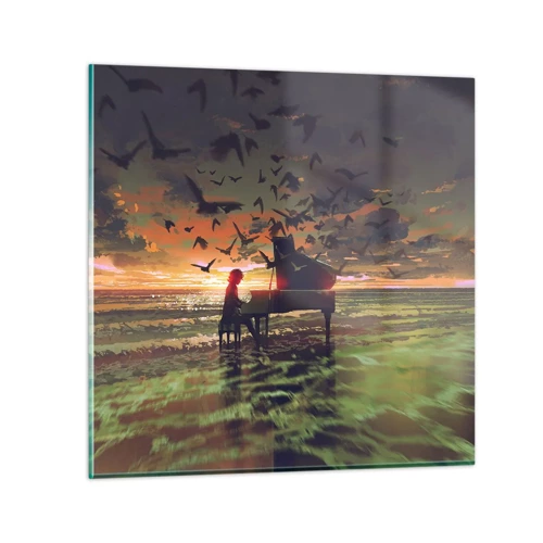Cuadro sobre vidrio - Impresiones sobre Vidrio - Concierto de piano y olas - 60x60 cm
